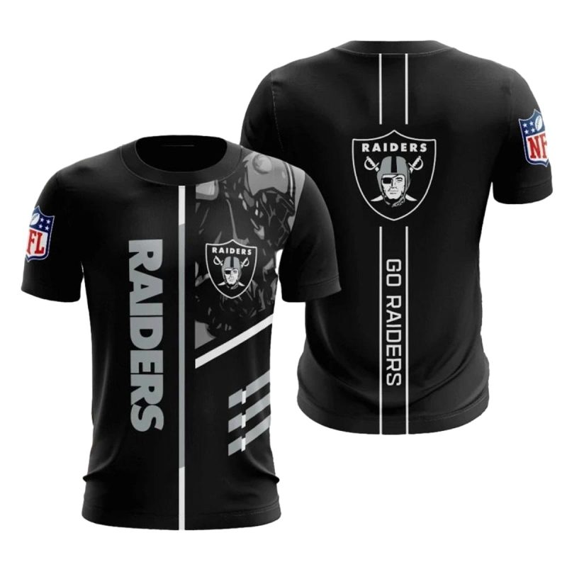 Las Vegas Raiders Go Raiders Black Aop T Shirt 1