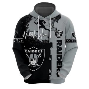 Las Vegas Raiders Graphic Heart Ecg Line AOP Hoodie