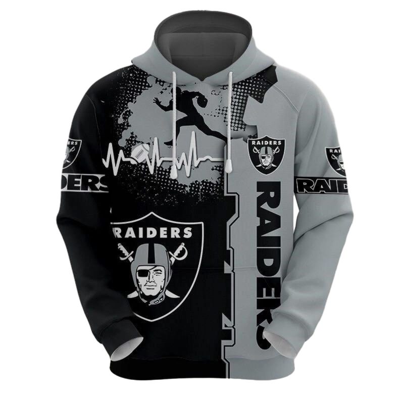 Las Vegas Raiders Graphic Heart Ecg Line Aop Hoodie 1