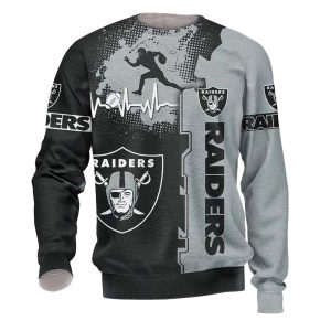 Las Vegas Raiders Graphic Heart Ecg Line AOP Sweatshirt