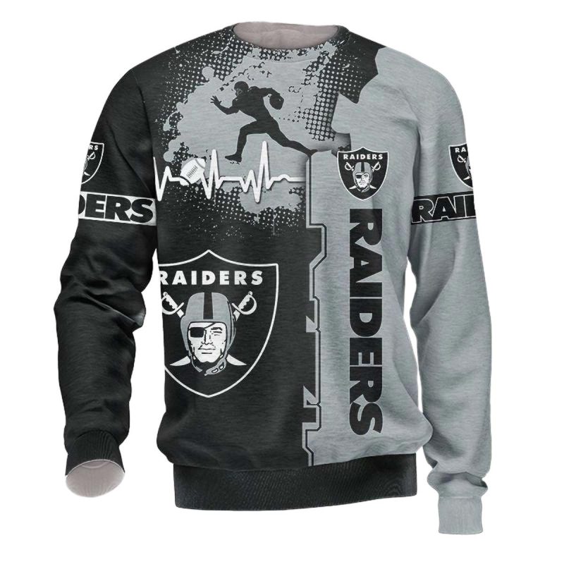Las Vegas Raiders Graphic Heart Ecg Line Aop Sweatshirt 1
