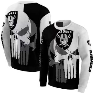 Las Vegas Raiders Graphic Punisher Skull Black White AOP Sweatshirt