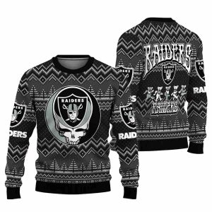 Las Vegas Raiders Grateful Dead Bear Ugly Christmas Sweater