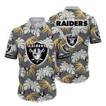 Las Vegas Raiders Gray And Gold Palm Leaf Hawaiian Shirt
