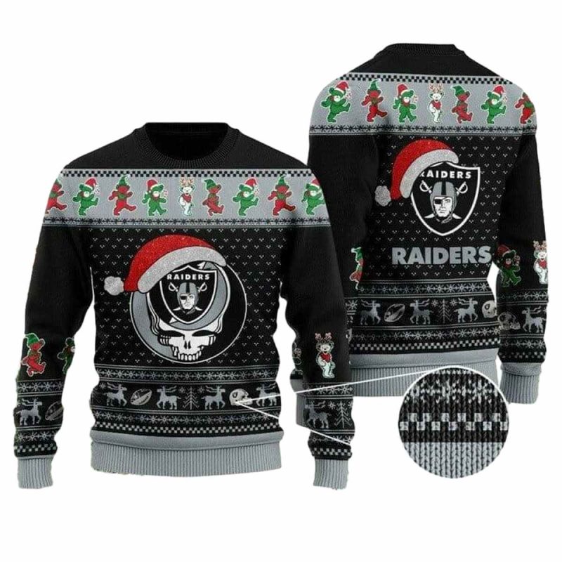 Las Vegas Raiders Greaful Dead Santa Ugly Sweater 1