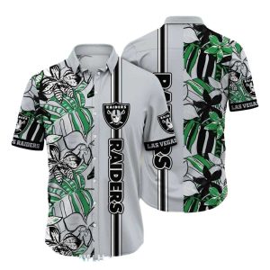 Las Vegas Raiders Green And White Orchid Tropical Style Hawaiian Shirt