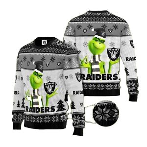 Las Vegas Raiders Grinch Funny Xmas Ugly Sweater