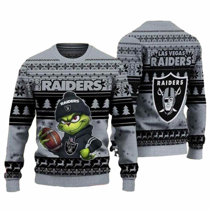 Las Vegas Raiders Grinch Game Day Glory Ugly Sweater 1