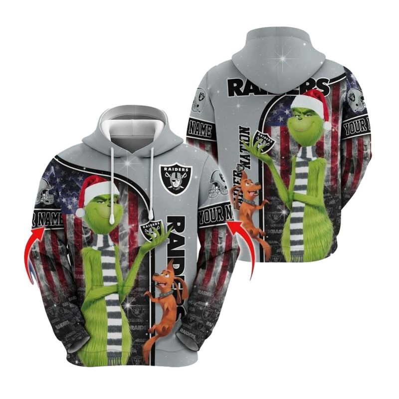 Las Vegas Raiders Grinch Santa Claus Aop Hoodie 1