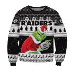 Las Vegas Raiders Grinch Santa Claus Hug Ball Ugly Sweater