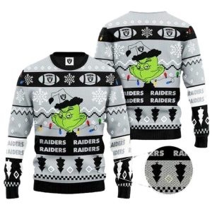 Las Vegas Raiders Grinch Santa Claus Ugly Sweater