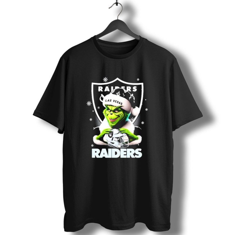 Las Vegas Raiders Grinch Santa Merry Christmas Snowflakes T Shirt 1 T Shirt 1