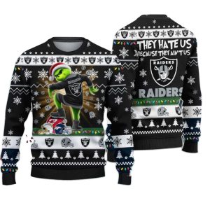 Las Vegas Raiders Grinch They Hate Us Because They Ain'T Us Ugly Sweater