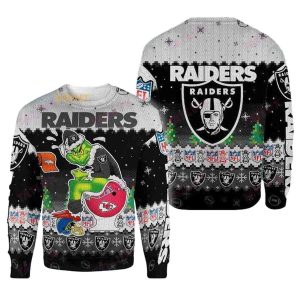 Las Vegas Raiders Grinch Toile Ugly Sweater