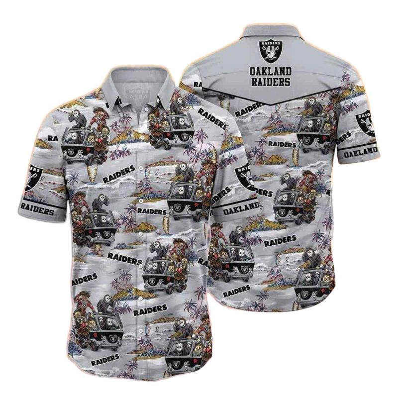 Las Vegas Raiders Halloween Characters Beach Hawaiian Shirt 1
