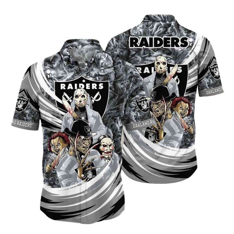 Las Vegas Raiders Halloween Horror Movies Hawaiian Shirt 1