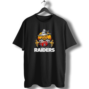 Las Vegas Raiders Halloween Pumpkin Witch Holding Football T-Shirt
