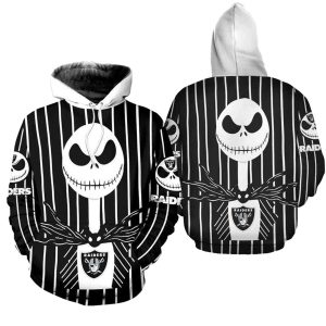 Las Vegas Raiders Halloween With Jack Skellington Super Bowl AOP Hoodie
