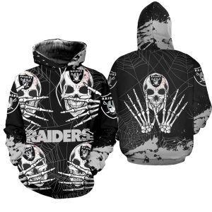 Las Vegas Raiders Hand Skull AOP Hoodie