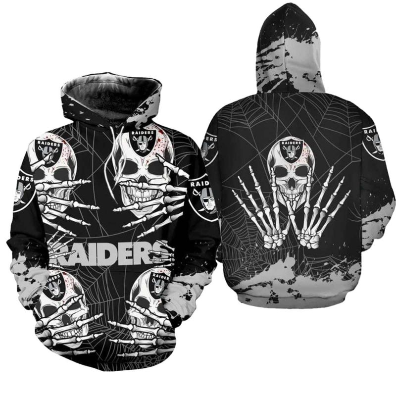 Las Vegas Raiders Hand Skull Aop Hoodie 1