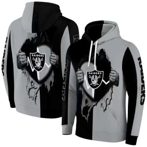Las Vegas Raiders Heartbeat Graphic Black AOP Hoodie