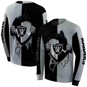 Las Vegas Raiders Heartbeat Graphic Black AOP Sweatshirt