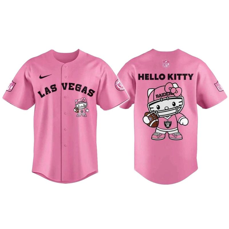 Las Vegas Raiders Hello Kitty Pink Baseball Jersey 1