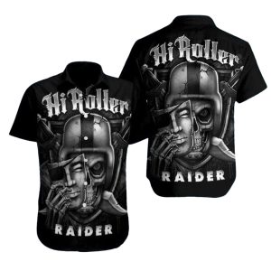 Las Vegas Raiders Hi Roller Skeleton Hawaiian Shirt