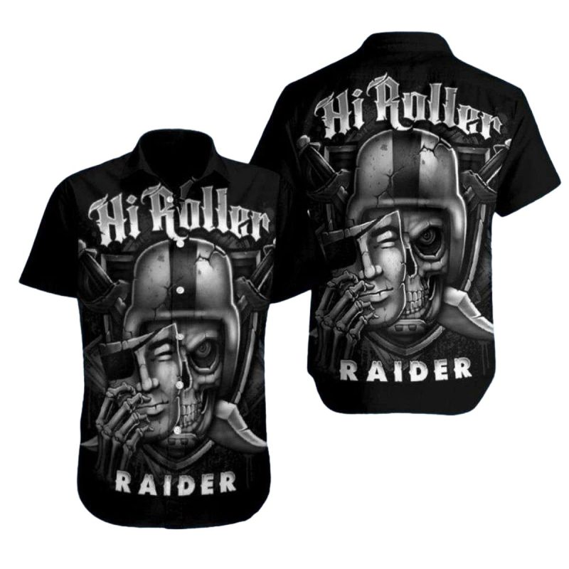 Las Vegas Raiders Hi Roller Skeleton Hawaiian Shirt 1