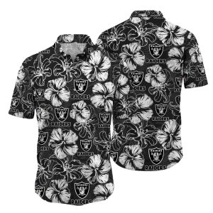 Las Vegas Raiders Hibiscus Floral Hawaiian Shirt