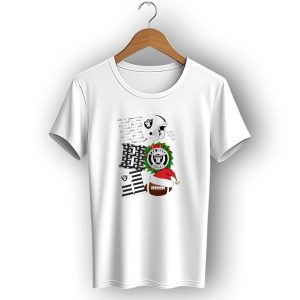 Las Vegas Raiders Ho Ho Ho Merry Christmas Helmet Wreath Football T-Shirt