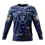 Las Vegas Raiders Honor Us Navy Veterans Stylish Gear For Fans AOP Sweatshirt