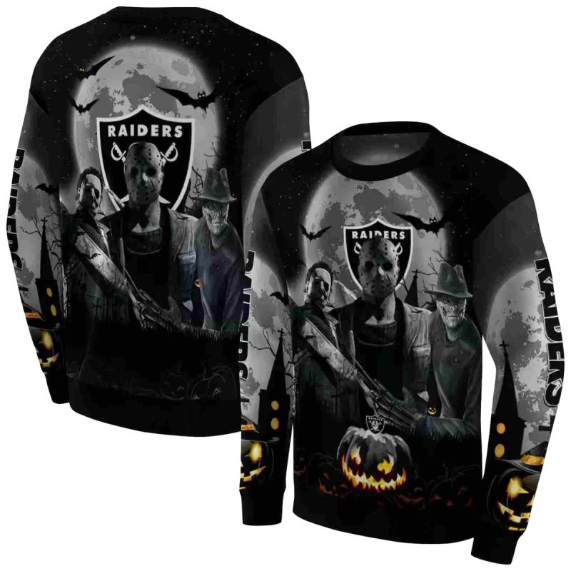 Las Vegas Raiders Horror Halloween Vibes Black Aop Sweatshirt 1