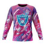 Las Vegas Raiders I Can Fearless Again Breast Cancer For Breast Cancer Survivors AOP Sweatshirt