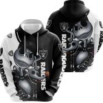 Las Vegas Raiders Jack Skellington Halloween Black And White AOP Hoodie