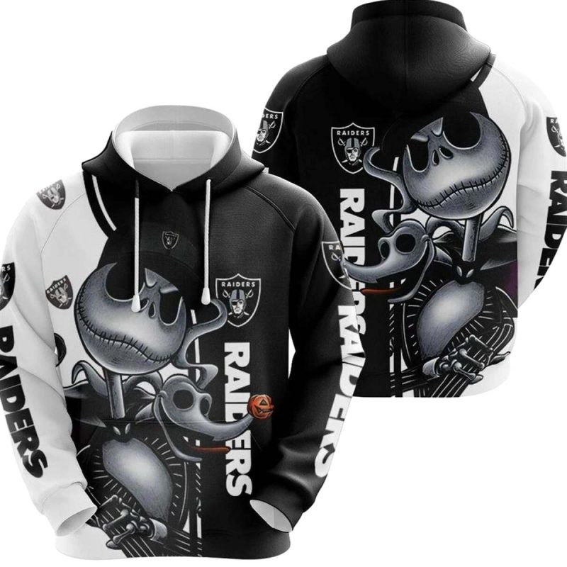 Las Vegas Raiders Jack Skellington Halloween Black And White Aop Hoodie 1