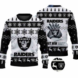 Las Vegas Raiders Just Win Baby Christmas Ugly Sweater