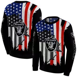 Las Vegas Raiders Logo And American Pride Black AOP Sweatshirt
