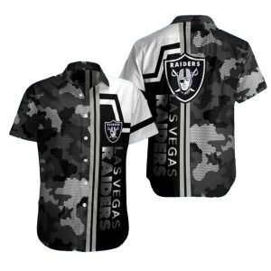 Las Vegas Raiders Logo And Camo Vintage Hawaiian Shirt