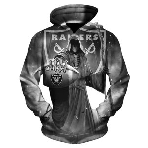Las Vegas Raiders Logo And Death In Halloween AOP Hoodie