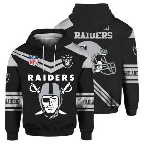 Las Vegas Raiders Logo And Helmet Lovely AOP Hoodie