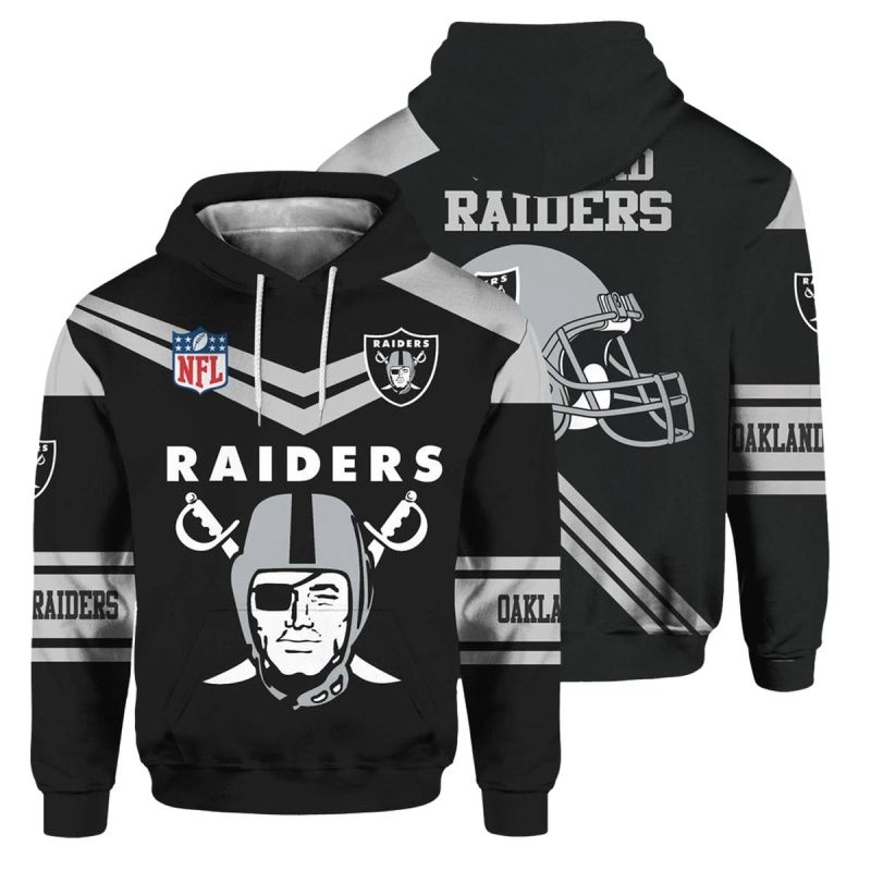 Las Vegas Raiders Logo And Helmet Lovely Aop Hoodie 1