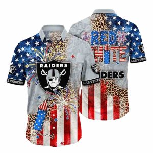 Las Vegas Raiders Logo And Independence Day Hawaiian Shirt