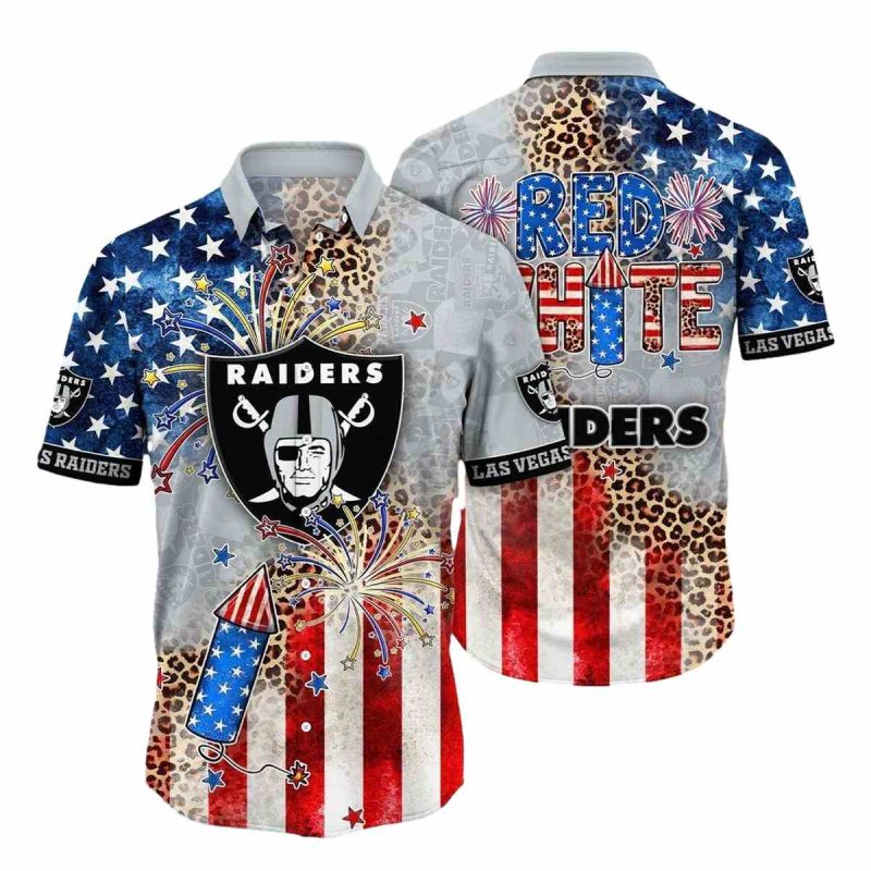Las Vegas Raiders Logo And Independence Day Hawaiian Shirt 1