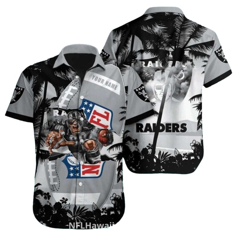 Las Vegas Raiders Logo And Mascot Coconut Tropical Hawaiian Shirt 1