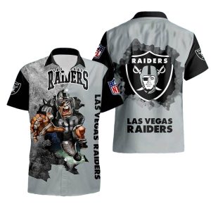 Las Vegas Raiders Logo And Mascot Hawaiian Shirt