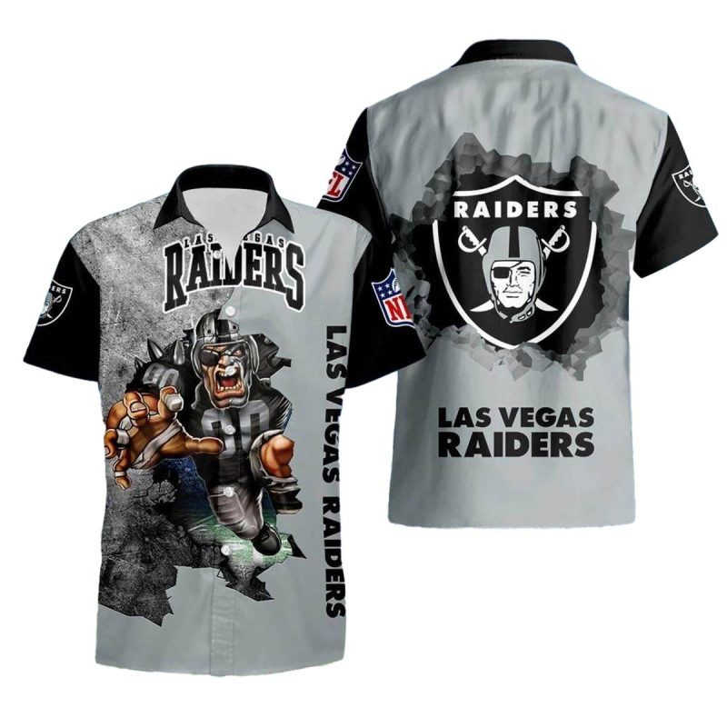 Las Vegas Raiders Logo And Mascot Hawaiian Shirt 1