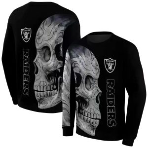 Las Vegas Raiders Logo And Skull Motif Black AOP Sweatshirt