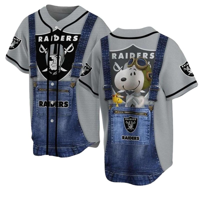 Las Vegas Raiders Logo And Snoopy Cosplay Baseball Jersey 1