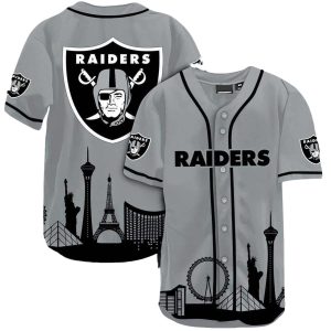 Las Vegas Raiders Logo And World Wonders Baseball Jersey